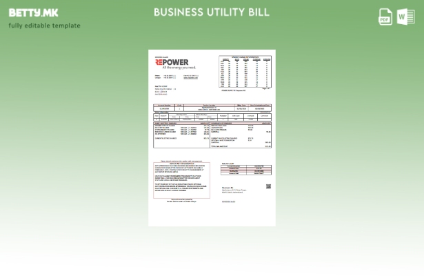 Модерен стил на шаблон за деловна сметка за комунални услуги Repower AG